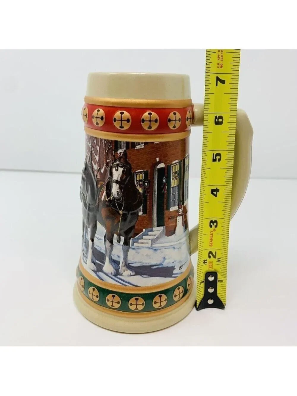 Budweiser Holiday Stein Collection Hometown Holiday Sleigh Bell Clydesdale Horse